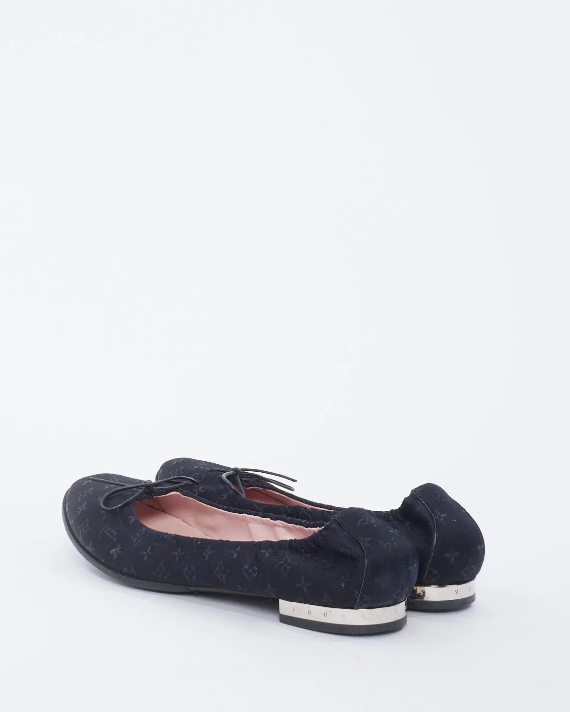 Louis Vuitton Black Monogram Satin Ballet Flats 39.5
