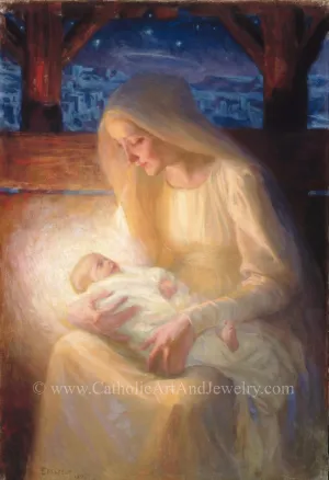 Madonna and Child Nativity – by Albert Edelfelt – Christmas Navity – Bethlehem –  Catholic Art Print – Archival Quality