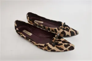 Marc Jacobs Mouse Ballet Flats Leopard Print Pony Hair Size 37.5 Pointed Toe