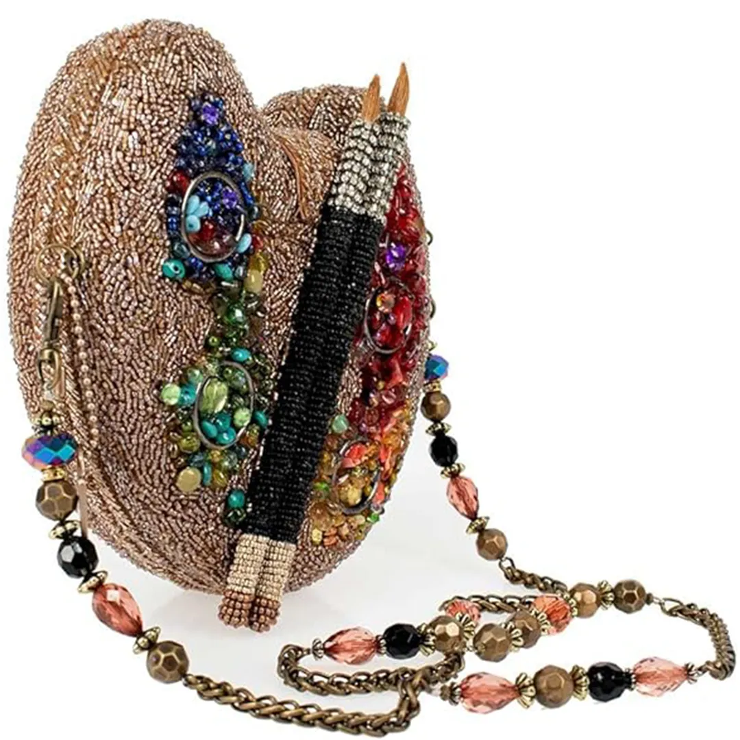Mary Frances Painters Palette Art Special Bag Handbag Beaded Gold Rainbow New