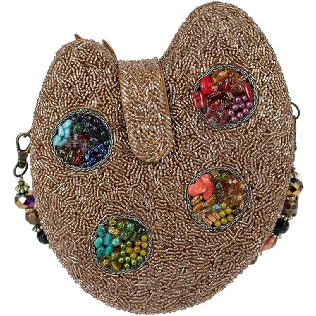 Mary Frances Painters Palette Art Special Bag Handbag Beaded Gold Rainbow New