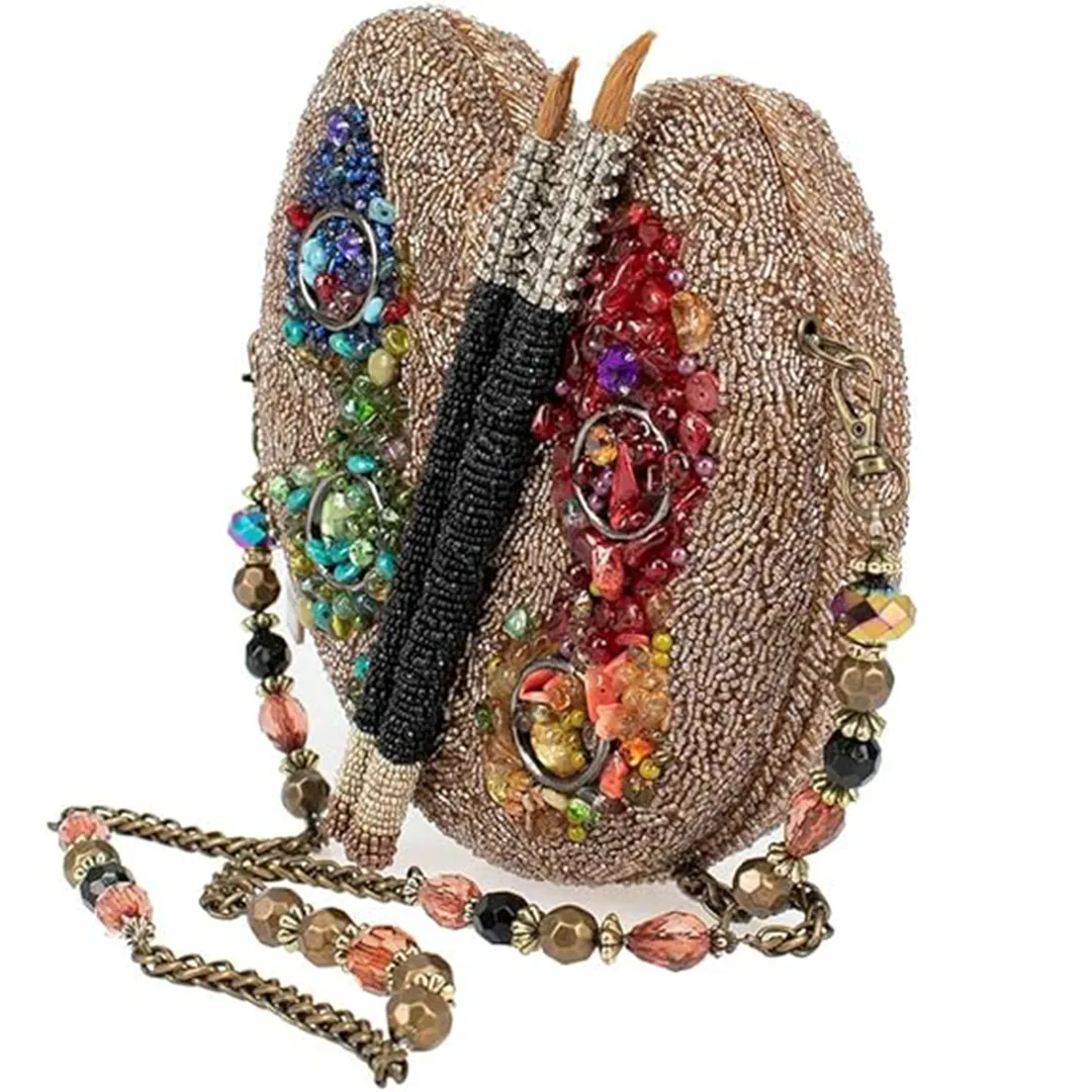 Mary Frances Painters Palette Art Special Bag Handbag Beaded Gold Rainbow New