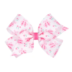 Medium Ballet Slipper Print Grosgrain Print Hair Bow