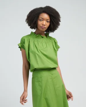 memoir 1 ruched cap sleeve - praire green