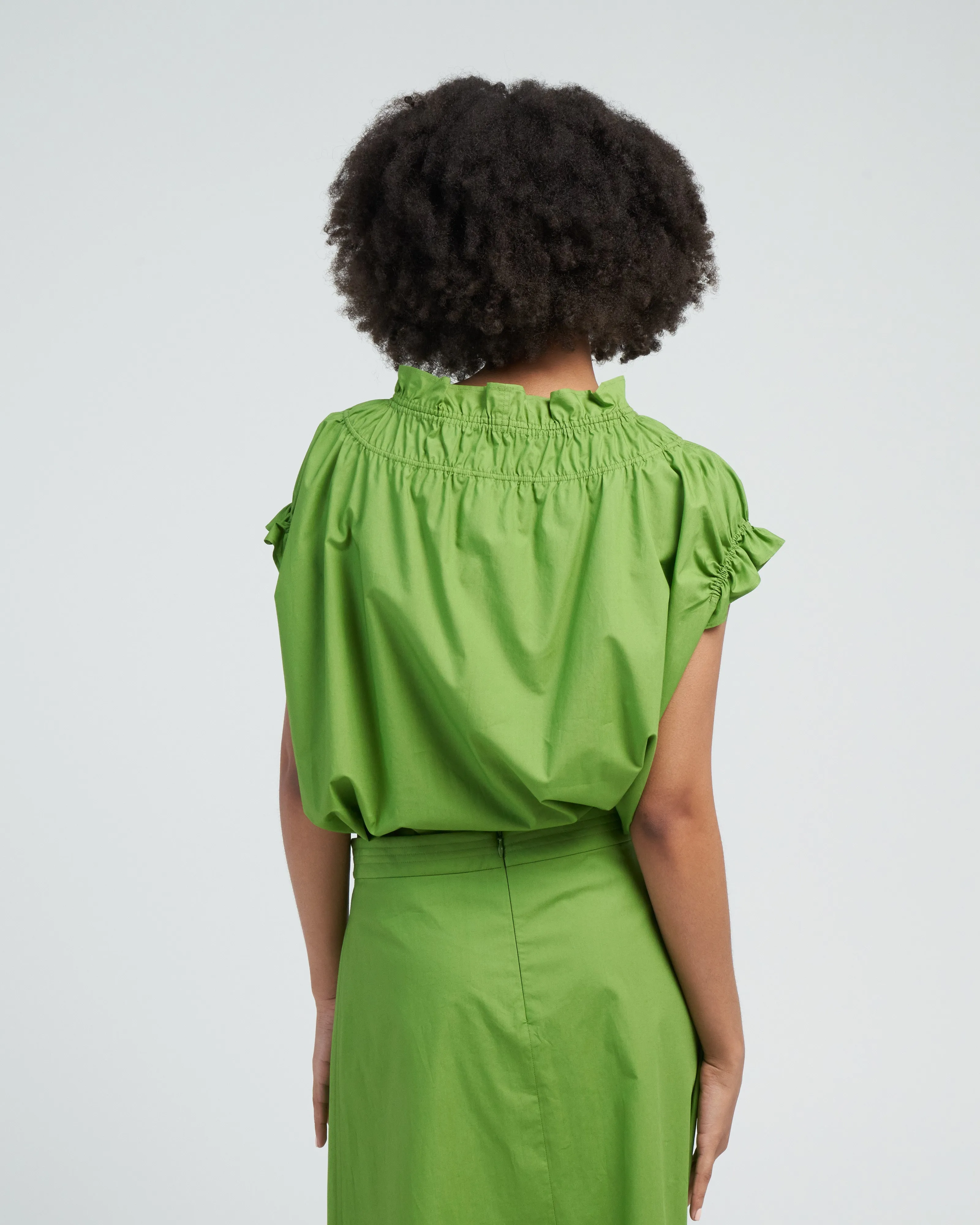 memoir 1 ruched cap sleeve - praire green