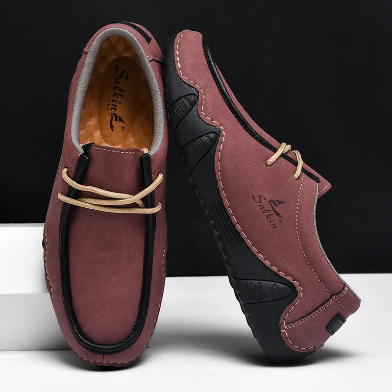 Men's Relaxed Cozy Contrast Color Lace-Up Flats