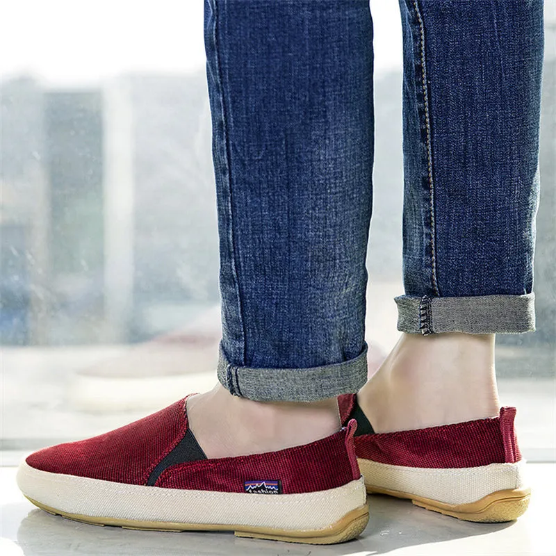Men's Round Toe Breathable Comfy Flat Canvas Shoes for Summer
