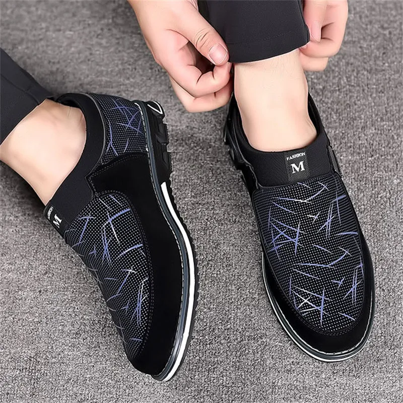 Men's Trendy Printed Rubber Sole Slip On Flat Shoes