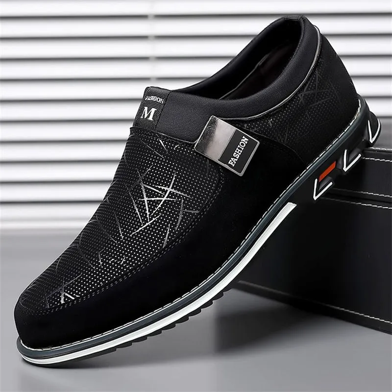 Men's Trendy Printed Rubber Sole Slip On Flat Shoes