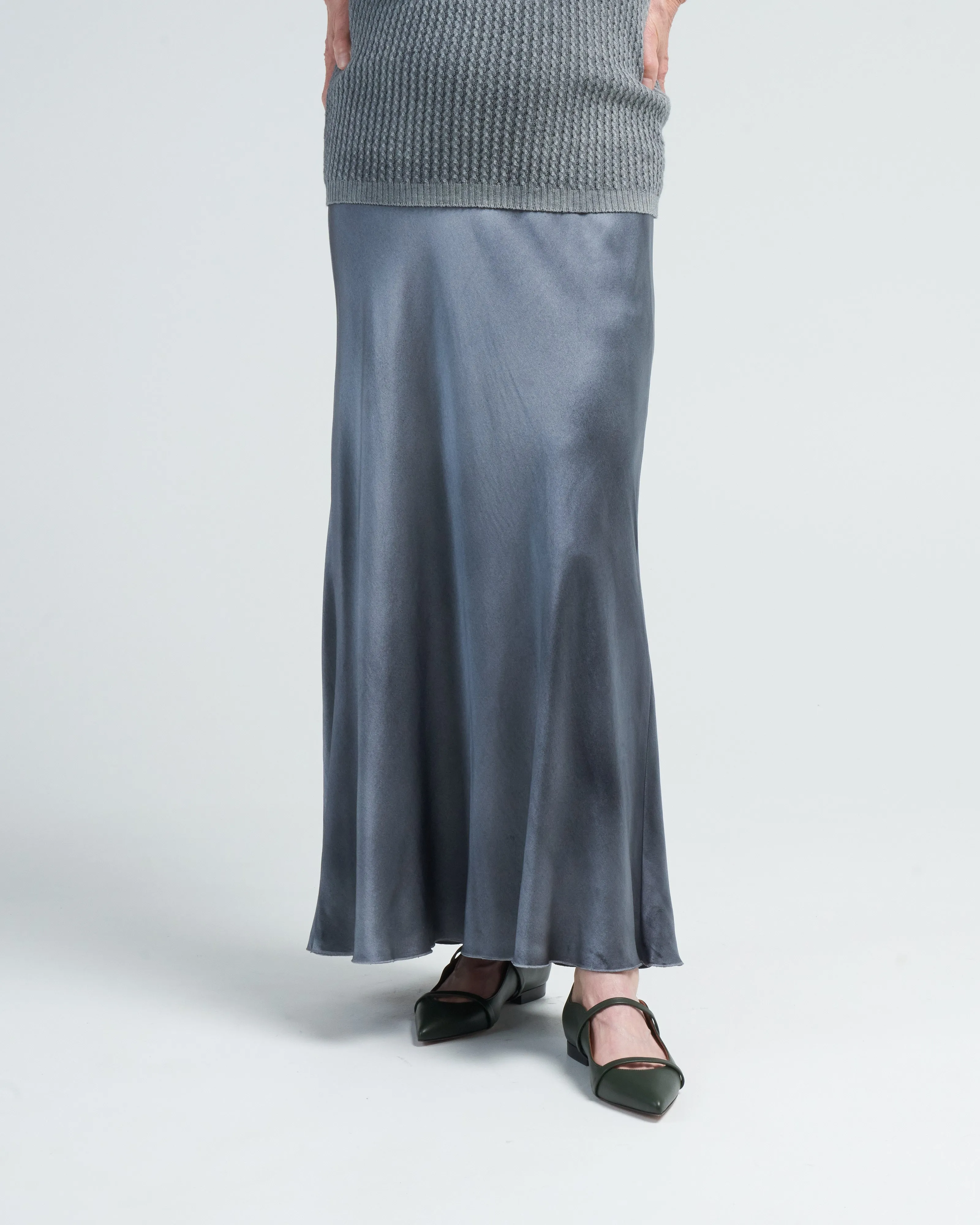 midi silk skirt - n/ghiaccio