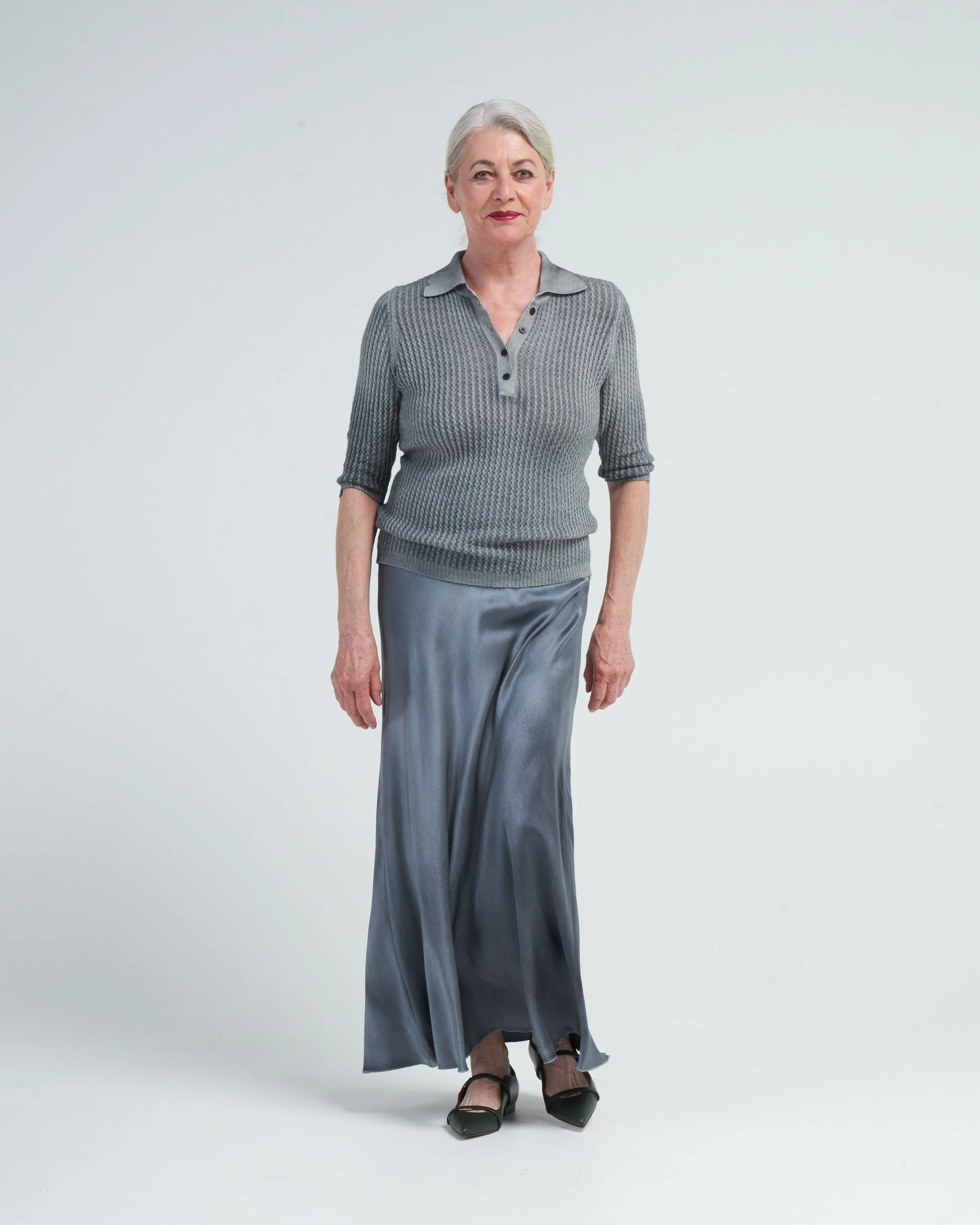 midi silk skirt - n/ghiaccio