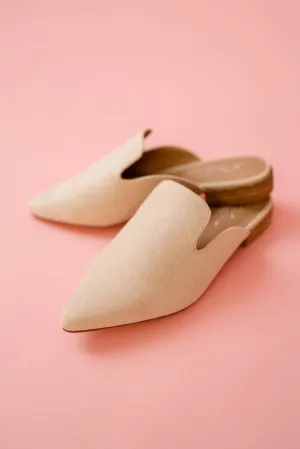 Nude Suede Slip on Mule