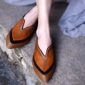 Original Retro Flat Sole Comfortable Casual Shoes Pointed Toe Genuine Leather Handmade Women's Shoes Fashionable Flats