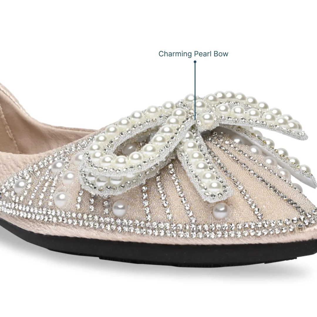 Pearled Bow White Ballerina
