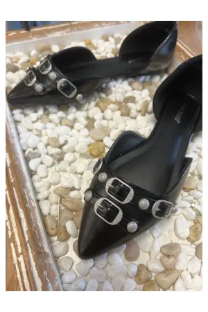 Pointed Flats with Silver Hardware