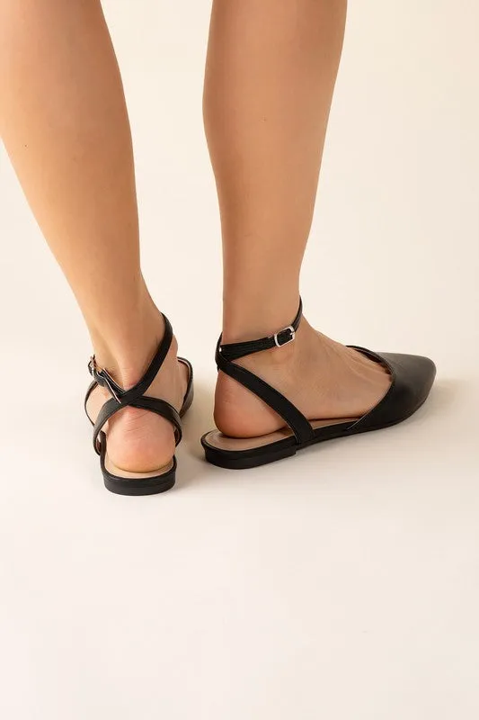 Pointed Toe Ankle Strap Flats