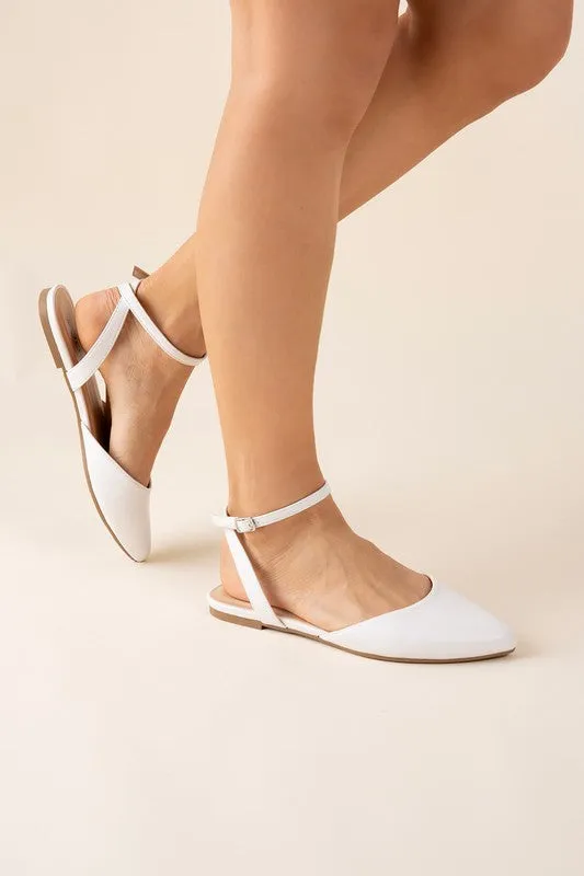 Pointed Toe Ankle Strap Flats