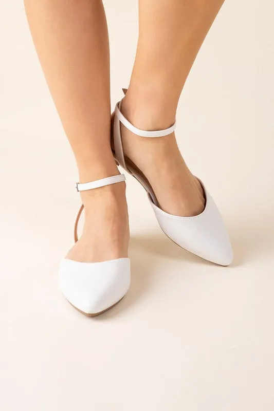 Pointed Toe Ankle Strap Flats
