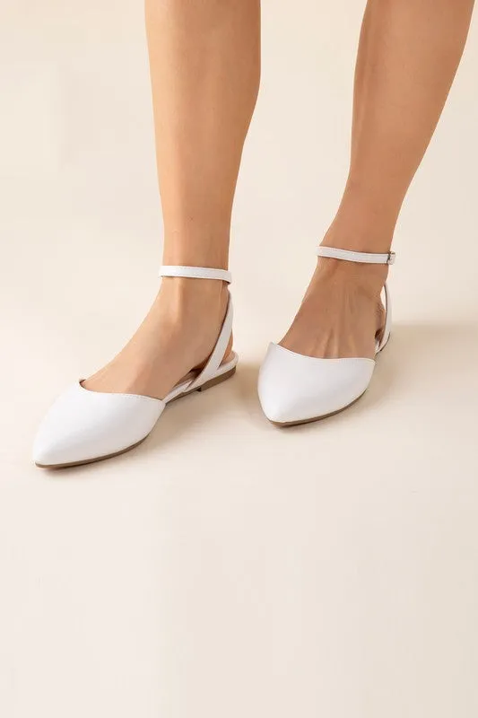 Pointed Toe Ankle Strap Flats
