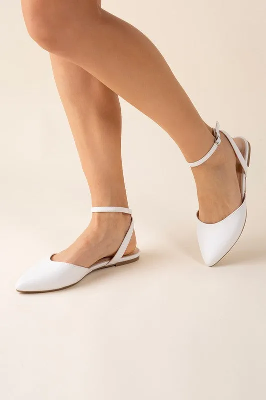 Pointed Toe Ankle Strap Flats