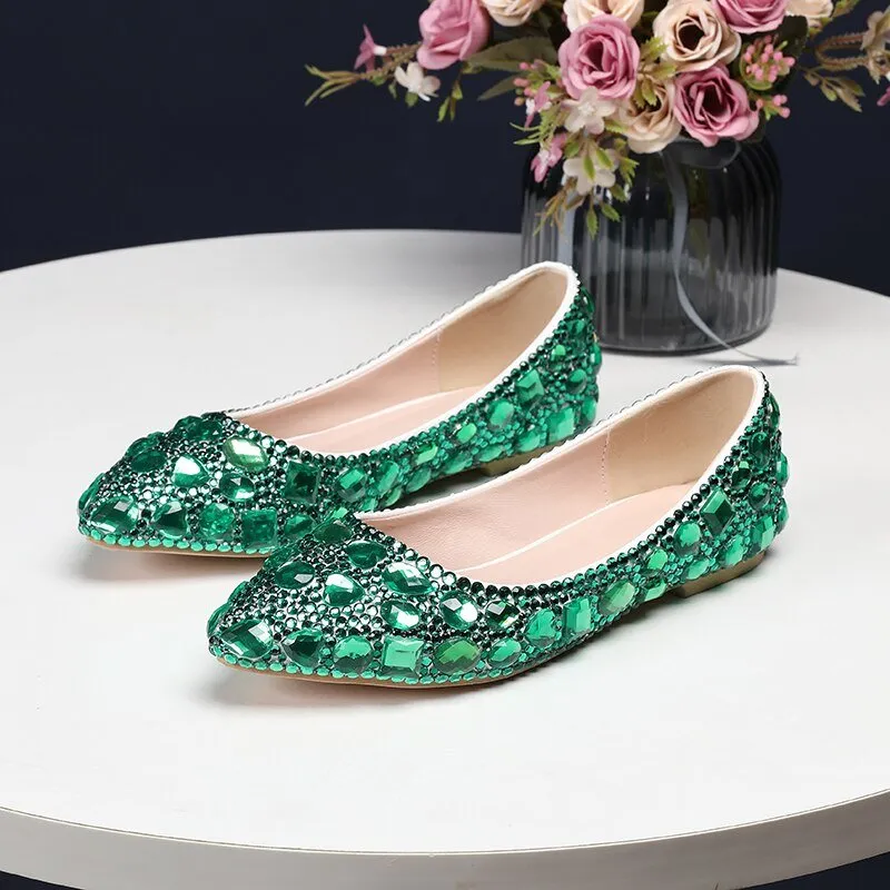 Pointed Toe Crystal Wedding shoes Bride Party dress shoes