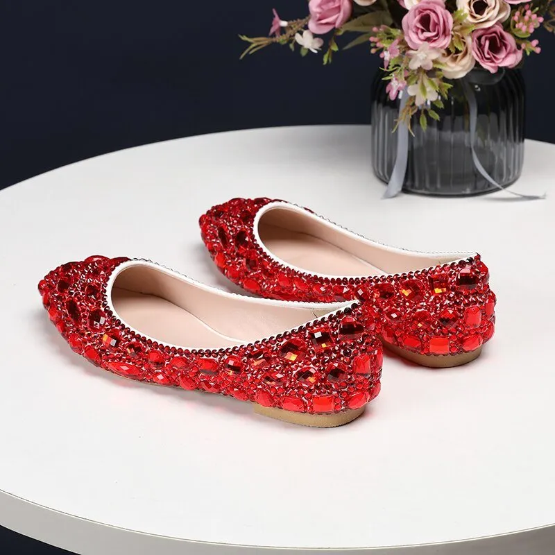 Pointed Toe Crystal Wedding shoes Bride Party dress shoes