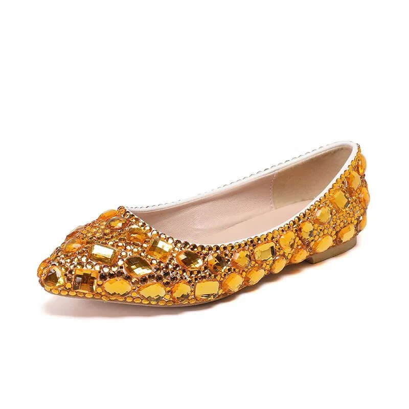 Pointed Toe Crystal Wedding shoes Bride Party dress shoes