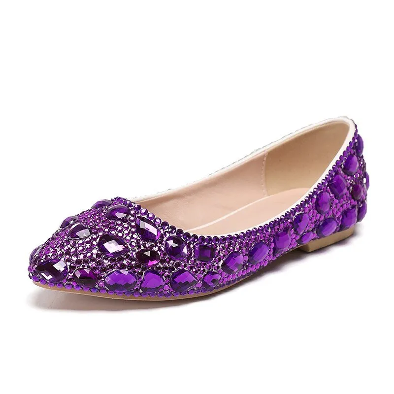 Pointed Toe Crystal Wedding shoes Bride Party dress shoes