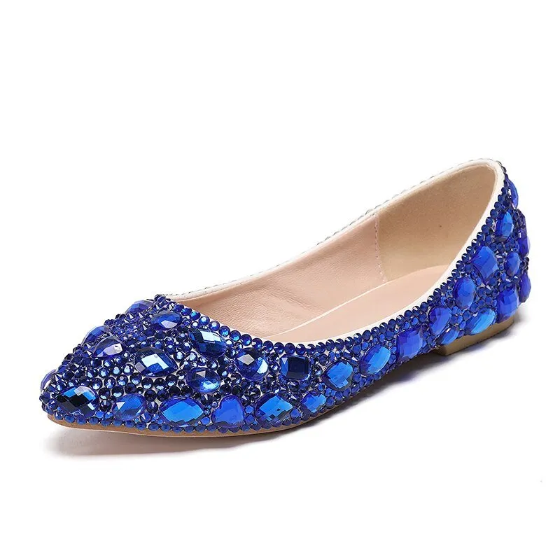 Pointed Toe Crystal Wedding shoes Bride Party dress shoes