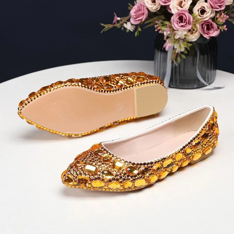 Pointed Toe Crystal Wedding shoes Bride Party dress shoes