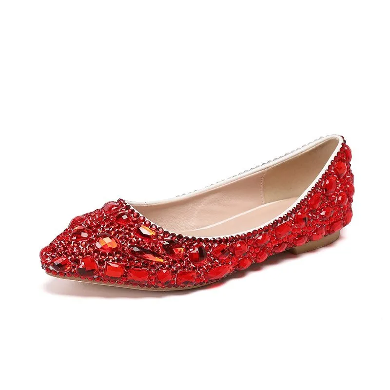 Pointed Toe Crystal Wedding shoes Bride Party dress shoes
