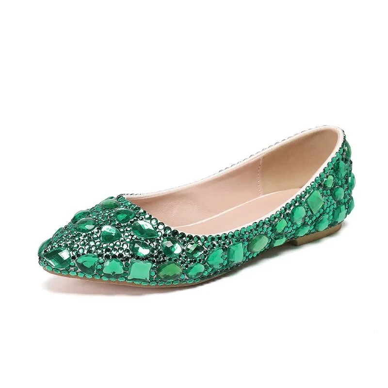 Pointed Toe Crystal Wedding shoes Bride Party dress shoes