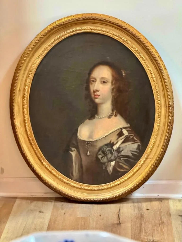 Portrait of Mary Bagot, Countess in carved and gilded oval frame, 17th Century,