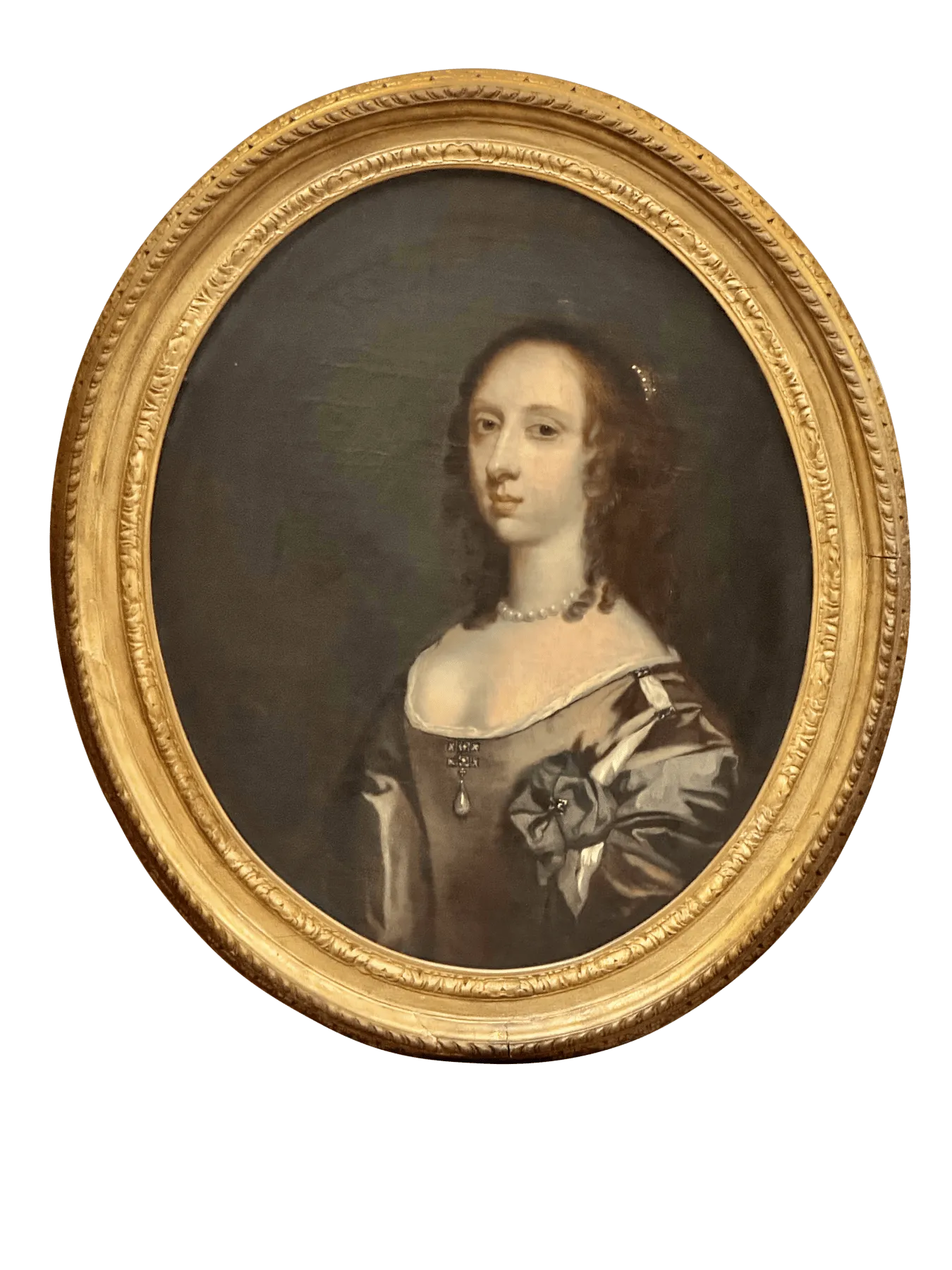 Portrait of Mary Bagot, Countess in carved and gilded oval frame, 17th Century,