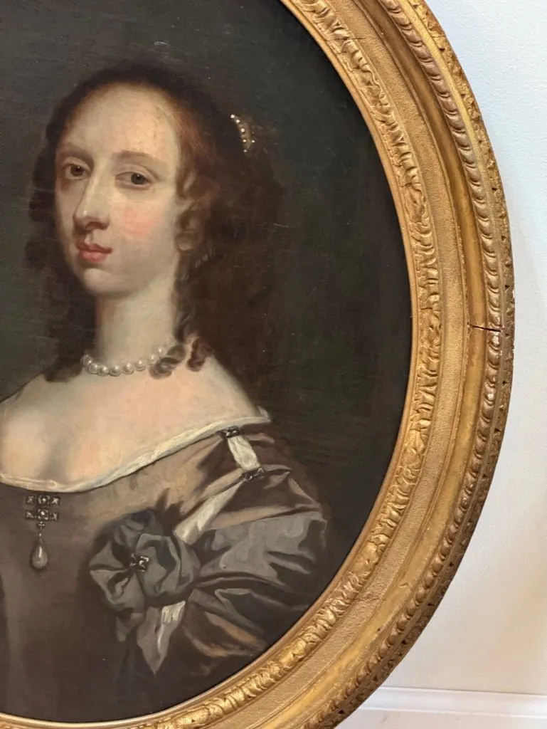 Portrait of Mary Bagot, Countess in carved and gilded oval frame, 17th Century,