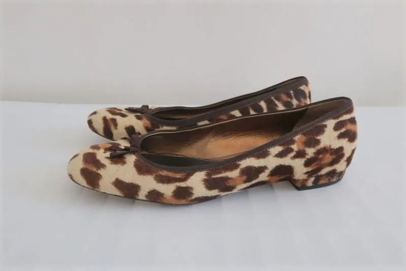 Prada Leopard Print Pony Hair Ballet Flats Size 38.5