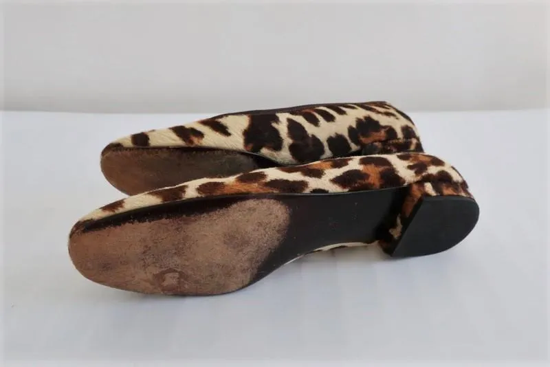 Prada Leopard Print Pony Hair Ballet Flats Size 38.5