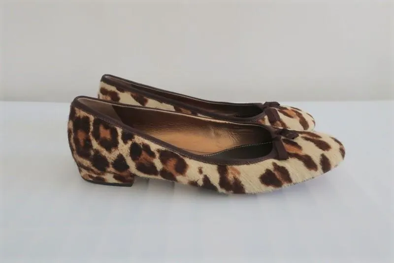 Prada Leopard Print Pony Hair Ballet Flats Size 38.5
