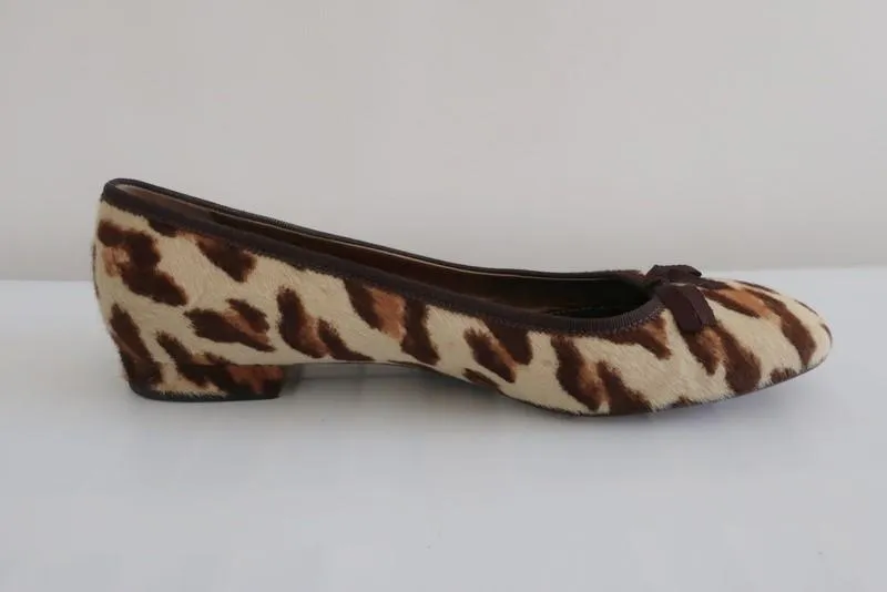 Prada Leopard Print Pony Hair Ballet Flats Size 38.5