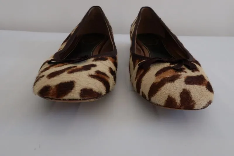 Prada Leopard Print Pony Hair Ballet Flats Size 38.5