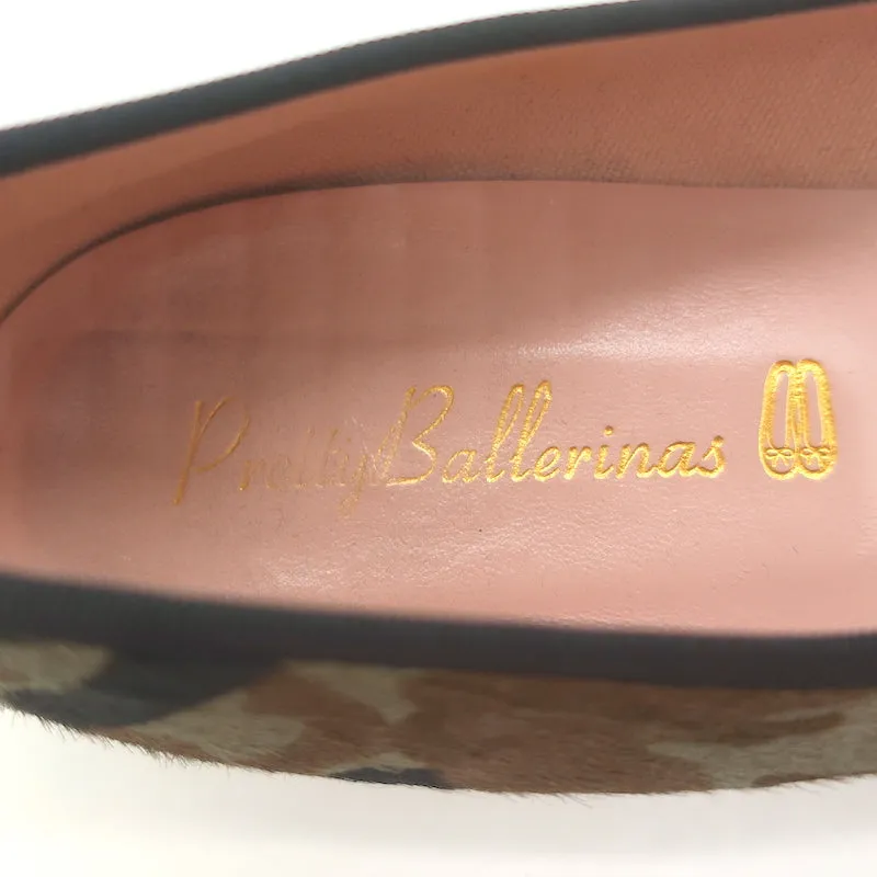 Pretty Ballerinas Pointed Toe Ballet Flats Green Camo Print Pony Hair Size 40