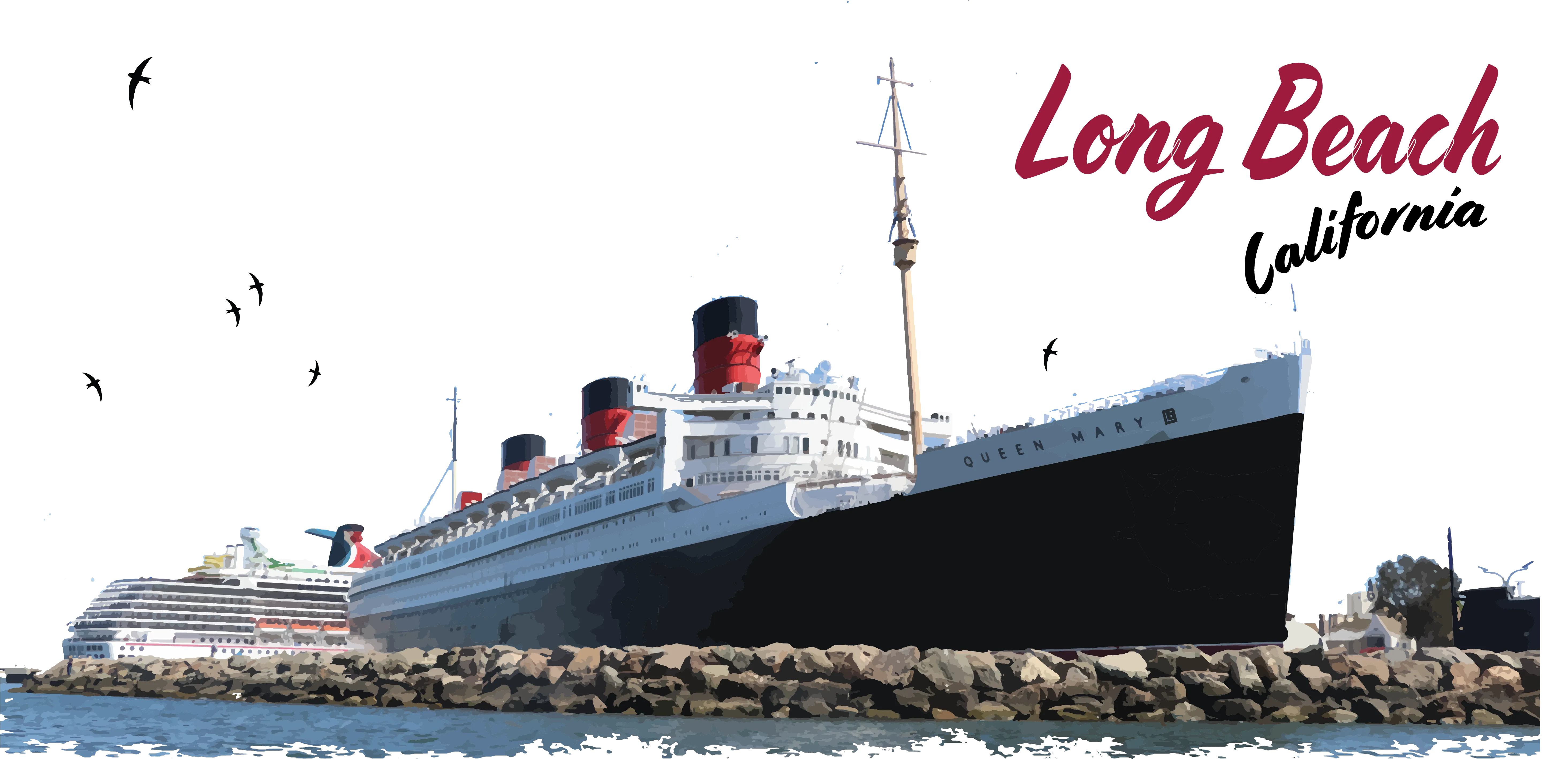 Queen Mary Watercolor - 10x20 Canvas Print