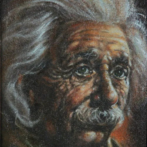"Albert Einstein" By Anthony Sidoni Signed Oil on Canvas 15 1/2"x13 1/2"
