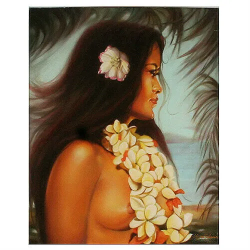 "Hawaiian Beauty #1" (Woman w/ White Lei) By Anthony Sidoni Signed Oil Painting
