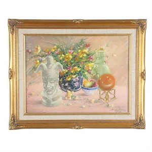 "Painted Vase w/ Flowers" By Anthony Sidoni 2000 Signed Oil on Canvas