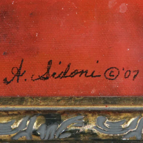 "Red on Red" By Anthony Sidoni 2007 Signed Oil on Canvas 17 1/2"x21 1/2"