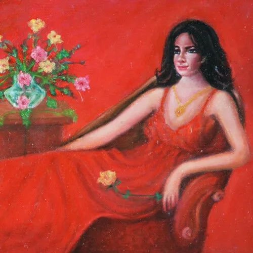 "Red on Red" By Anthony Sidoni 2007 Signed Oil on Canvas 17 1/2"x21 1/2"