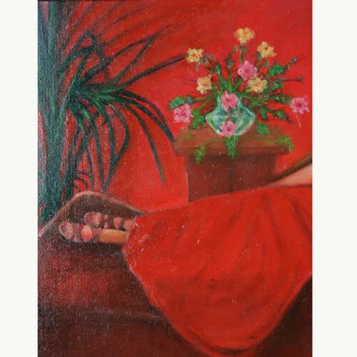 "Red on Red" By Anthony Sidoni 2007 Signed Oil on Canvas 17 1/2"x21 1/2"
