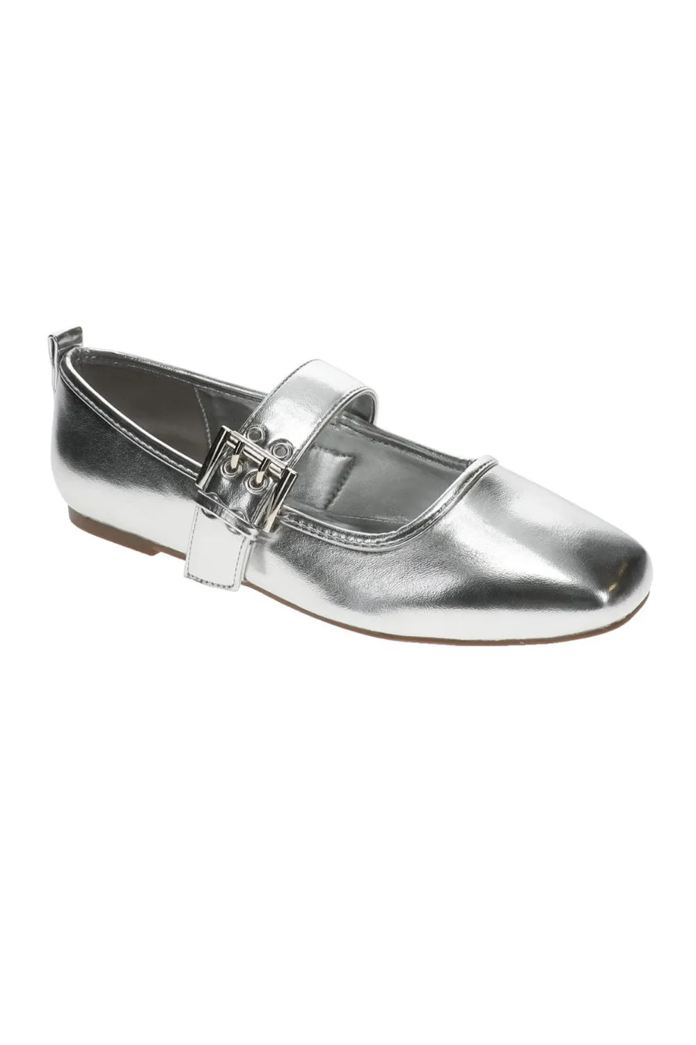 Rachel Roy Razzle Buckle Flats for Women in Silver | RAZZLE-SILVER