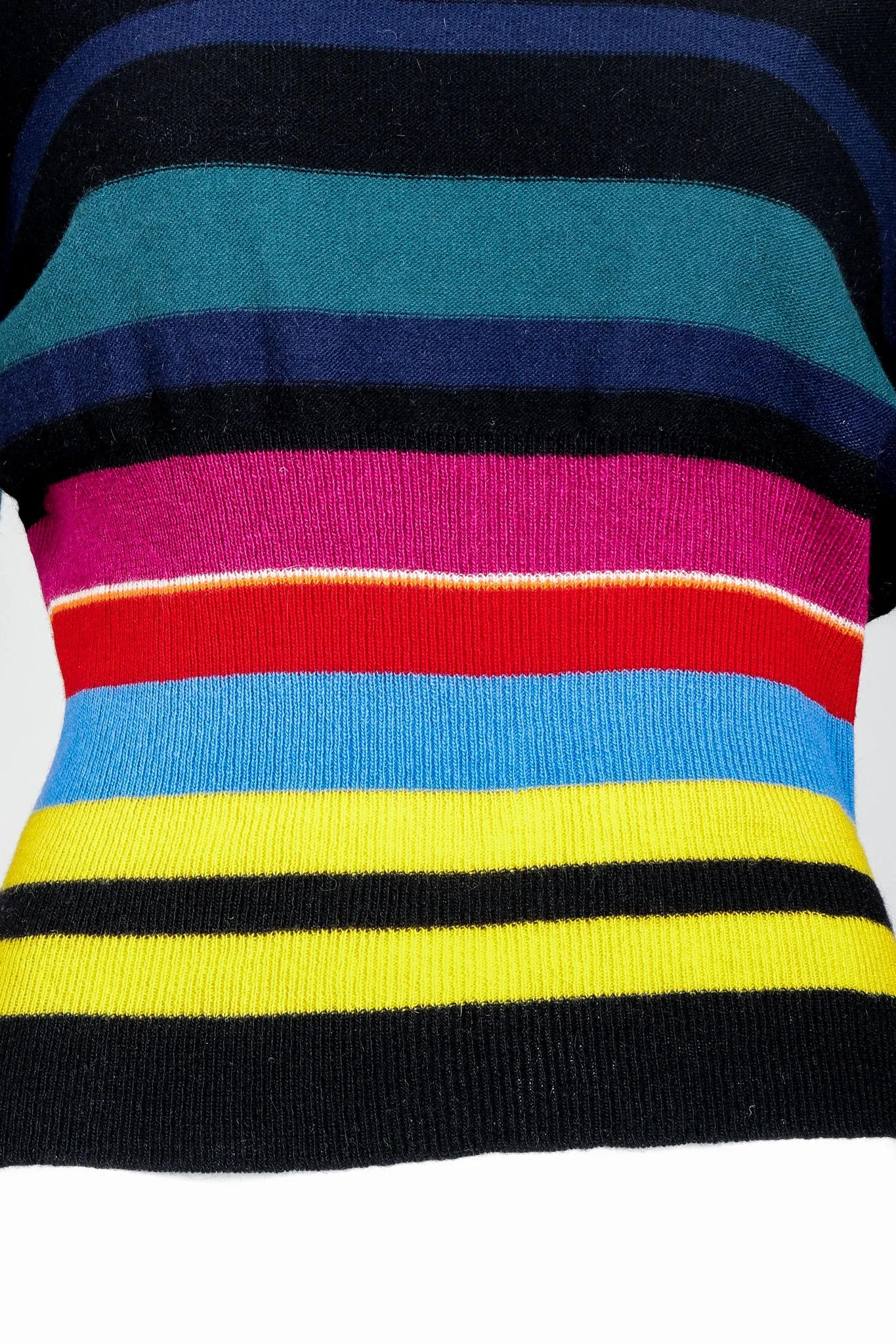 Rainbow Striped Knit Bow Sweater